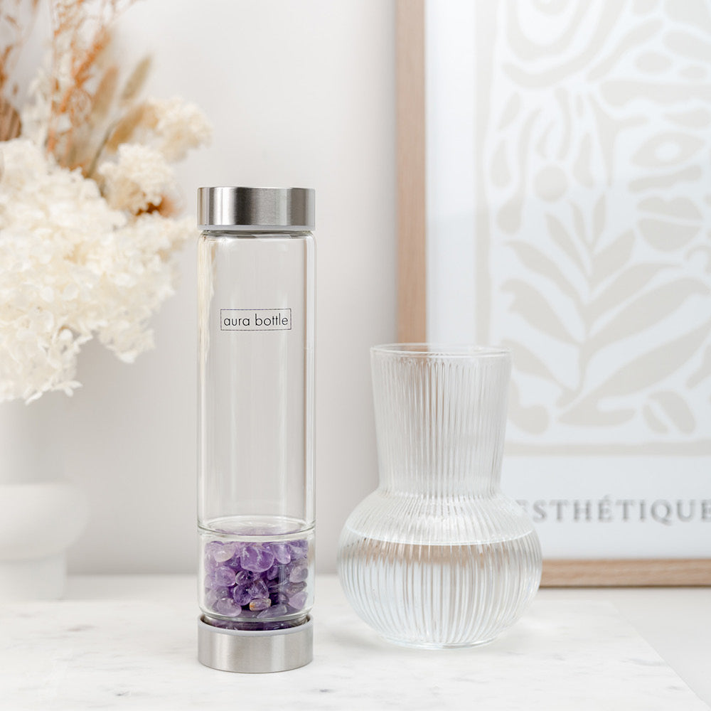 Aura Bottle Tumbled Stone Amethyst
