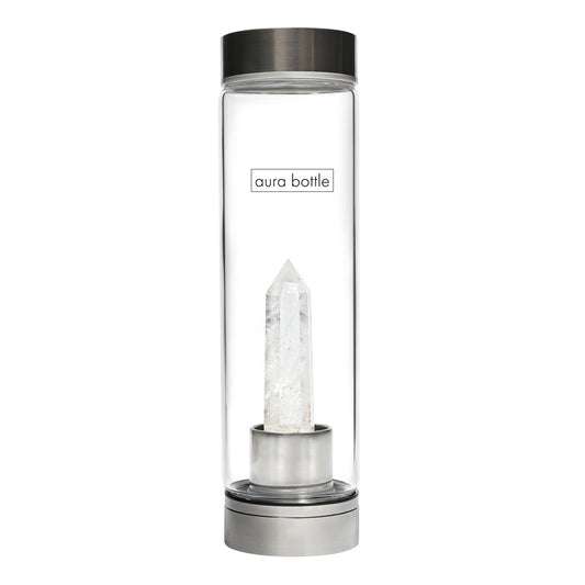 Aura Bottle Infused Crystal Silver Clear Quartz