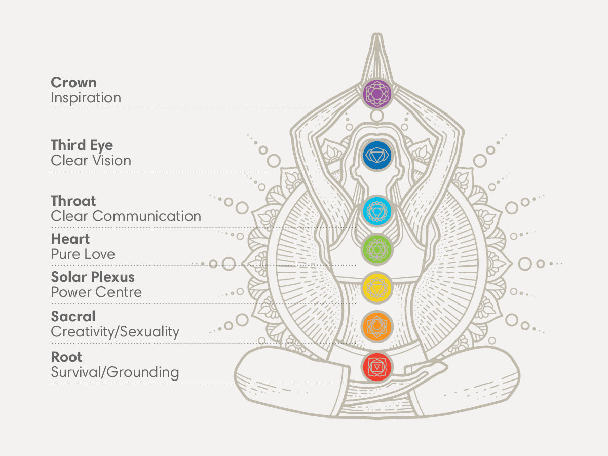 Female popular form with 7 energy centres / chakras line drawing