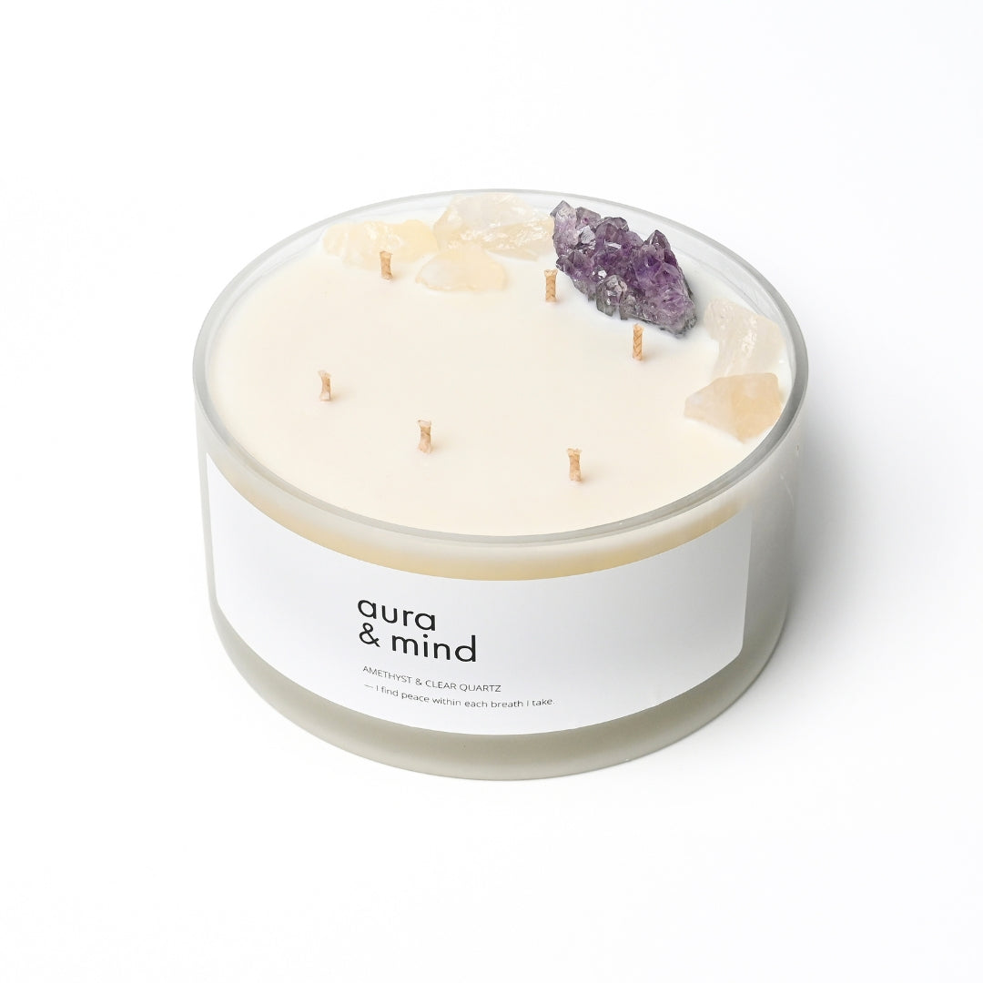 XL Soy Candle 1.7kg (Amethyst & Clear Quartz)