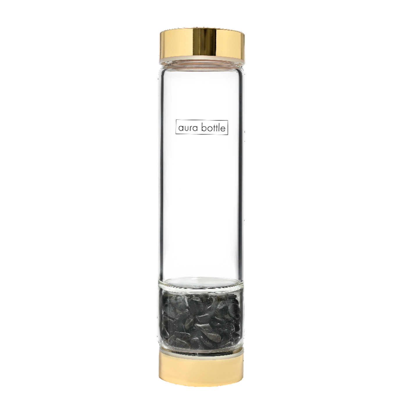 Aura Bottle Tumbled Stone Black Obsidian