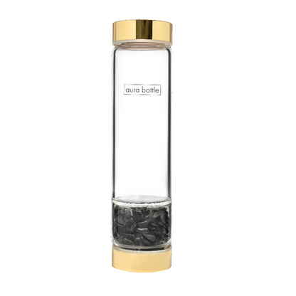 Aura Bottle Tumbled Stone Black Obsidian
