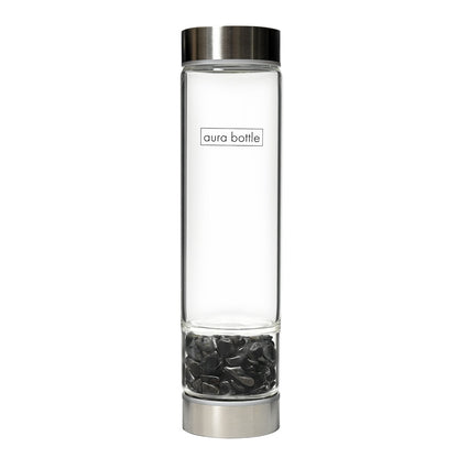 Aura Bottle Tumbled Stone Black Obsidian
