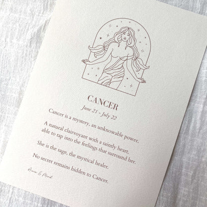 Cancer Zodiac Print A5 Portrait Poem