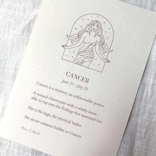 Cancer Zodiac Print A5 Portrait Poem