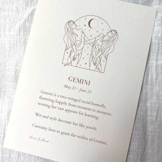 Gemini Zodiac Print A5 Portrait Poem
