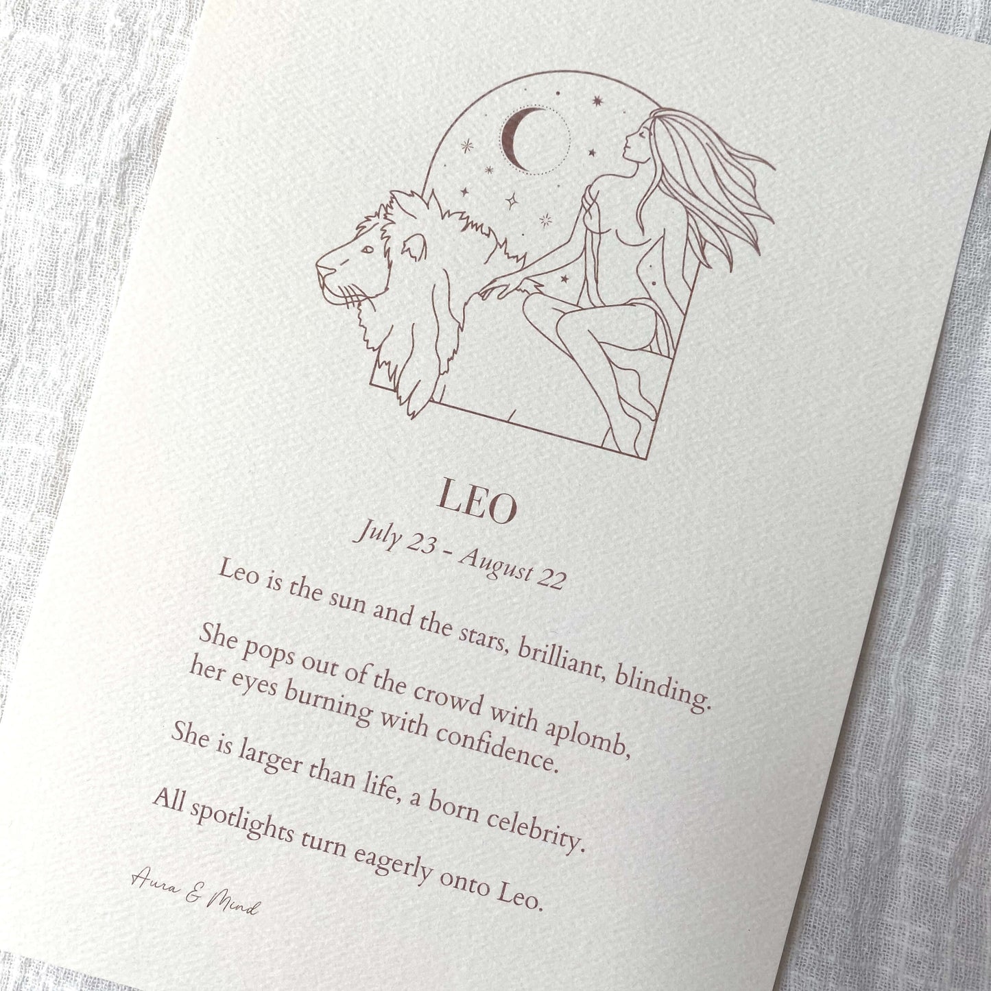 Leo Zodiac Print A5 Portrait Poem