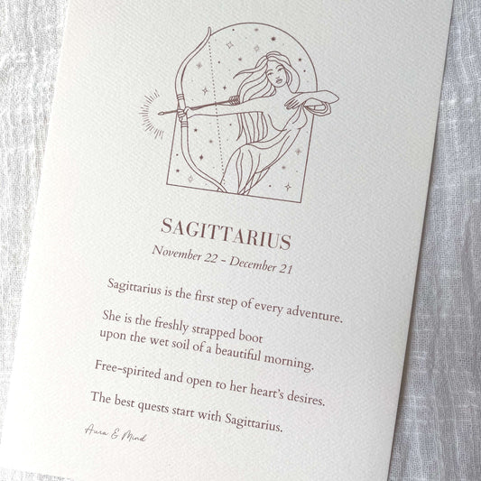 Sagittarius Zodiac Print A5 Portrait Poem