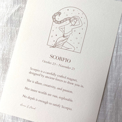 Scorpio Zodiac Print A5 Portrait Poem
